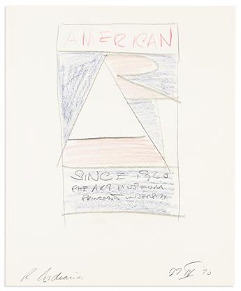 INDIANA, ROBERT. Group of 4 graphite or color pencil drawings, each dated and Signed, "R Indiana" or "R.I." in pencil, designs for post